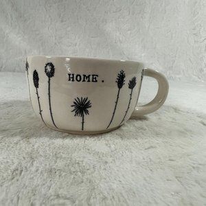 Rare Rae Dunn home cappuccino mug Wildflower Home Line Magenta M Stamp Thistle